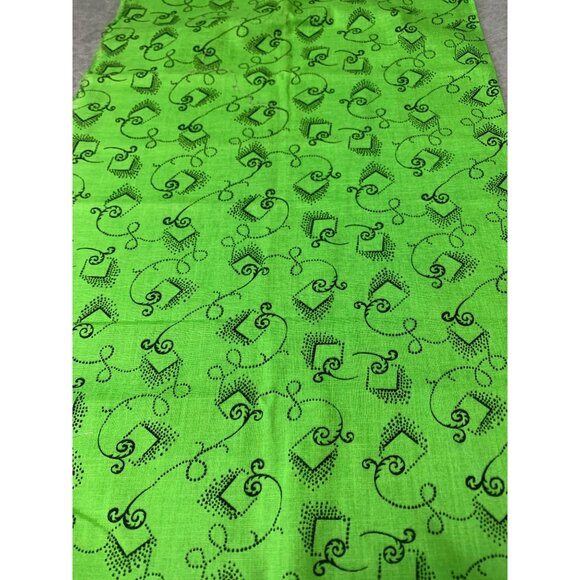 Bright Green Fabric Black Swirl Dot Patterns Sewing Crafts Measures 18" x 22" Co - Picture 7 of 8